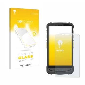 Face avant d’un emballage produit avec le logo de la marque upscreen. À côté, l’appareil Newland MT9055 Orca III est représent
