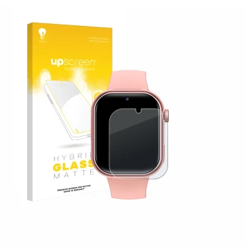 Face avant d’un emballage produit avec le logo de la marque upscreen. À côté, l’appareil Naixues Kids Smartwatch GPS est repré