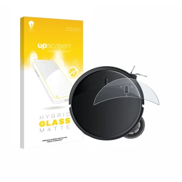 Face avant d’un emballage produit avec le logo de la marque upscreen. À côté, l’appareil Roborock Saros 10R est représenté ave