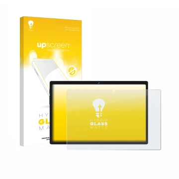 Face avant d’un emballage produit avec le logo de la marque upscreen. À côté, l’appareil Biegedy B29 10.1