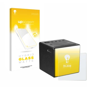 Face avant d’un emballage produit avec le logo de la marque upscreen. À côté, l’appareil Sony ICF-C1 est représenté avec la pr