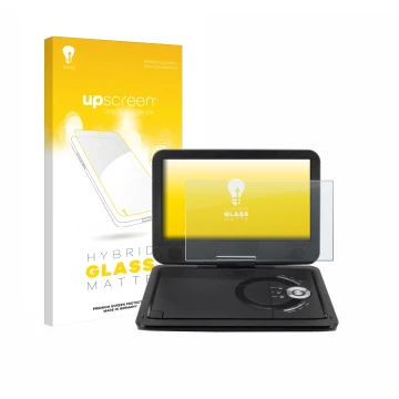 Face avant d’un emballage produit avec le logo de la marque upscreen. À côté, l’appareil Soundmaster PDB1910SW DVD Player est 