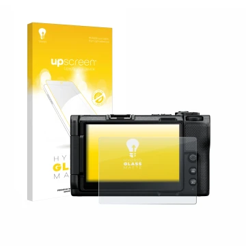 Face avant d’un emballage produit avec le logo de la marque upscreen. À côté, l’appareil Nikon ZR 2025 est représenté avec la 