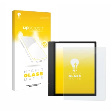 Face avant d’un emballage produit avec le logo de la marque upscreen. À côté, l’appareil Boox Note Air 5 C est représenté avec