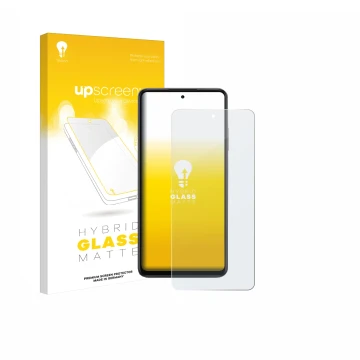 Face avant d’un emballage produit avec le logo de la marque upscreen. À côté, l’appareil Oppo K13x est représenté avec la prot