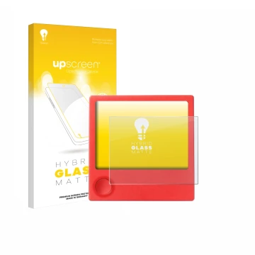 Face avant d’un emballage produit avec le logo de la marque upscreen. À côté, l’appareil PicPak E-Ink Display est représenté a