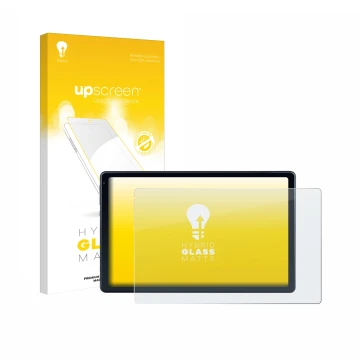 Face avant d’un emballage produit avec le logo de la marque upscreen. À côté, l’appareil MUISOO MUIC10702 10.1