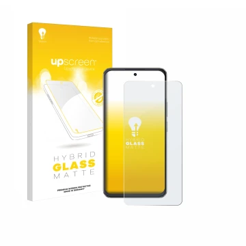Face avant d’un emballage produit avec le logo de la marque upscreen. À côté, l’appareil Cubot Note 60 est représenté avec la 