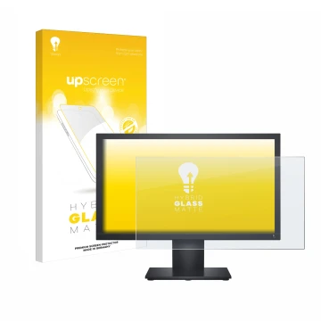 Face avant d’un emballage produit avec le logo de la marque upscreen. À côté, l’appareil Dell E1920H est représenté avec la pr