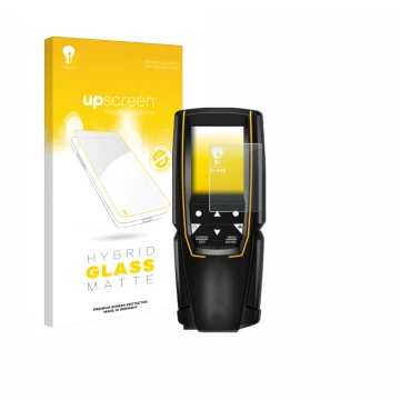 Face avant d’un emballage produit avec le logo de la marque upscreen. À côté, l’appareil Testo 310 (2e Gen.) est représenté av