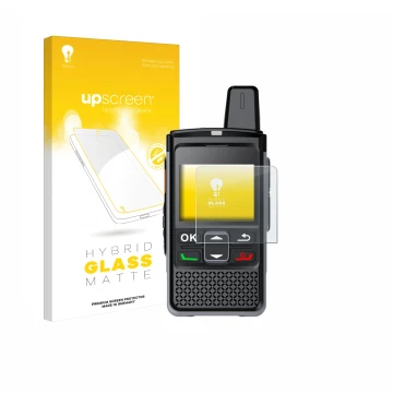 Face avant d’un emballage produit avec le logo de la marque upscreen. À côté, l’appareil Hytera PNC360S est représenté avec la