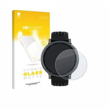 Face avant d’un emballage produit avec le logo de la marque upscreen. À côté, l’appareil Amazfit Active Max est représenté ave