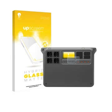 Face avant d’un emballage produit avec le logo de la marque upscreen. À côté, l’appareil DJI Power 2000 est représenté avec la