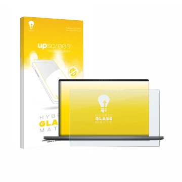 Face avant d’un emballage produit avec le logo de la marque upscreen. À côté, l’appareil Dell XPS 14 DA14260 est représenté av