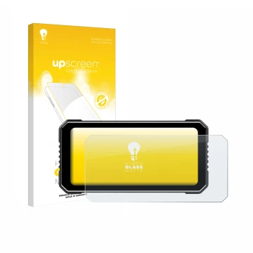 Face avant d’un emballage produit avec le logo de la marque upscreen. À côté, l’appareil Vtopek MT26 6.25