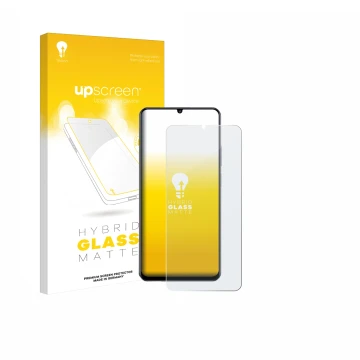 Face avant d’un emballage produit avec le logo de la marque upscreen. À côté, l’appareil realme Note 70 est représenté avec la