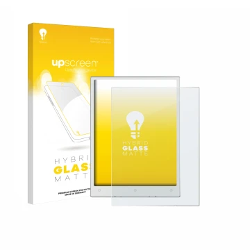 Face avant d’un emballage produit avec le logo de la marque upscreen. À côté, l’appareil Viwoods AiPaper Mini est représenté a