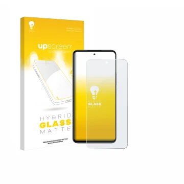 Face avant d’un emballage produit avec le logo de la marque upscreen. À côté, l’appareil realme P4x 5G est représenté avec la 