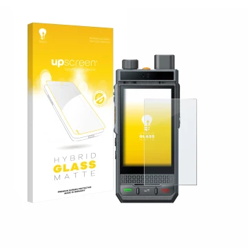 Face avant d’un emballage produit avec le logo de la marque upscreen. À côté, l’appareil Hytera P60 est représenté avec la pro