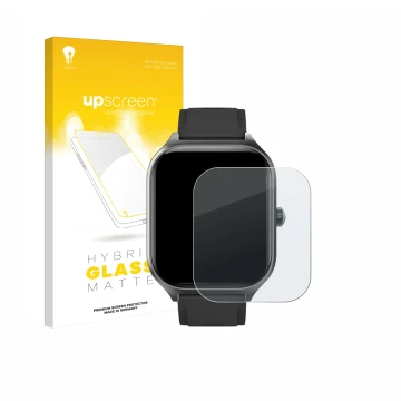 Face avant d’un emballage produit avec le logo de la marque upscreen. À côté, l’appareil FORRLITE Smartwatch 2.01