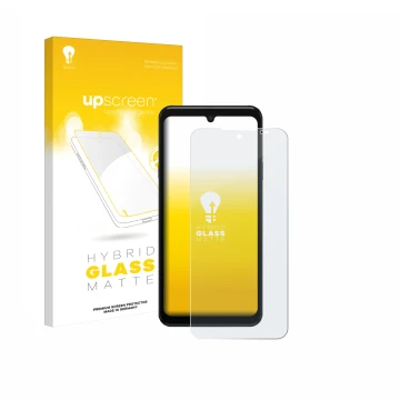 Face avant d’un emballage produit avec le logo de la marque upscreen. À côté, l’appareil Sunmi M3 est représenté avec la prote