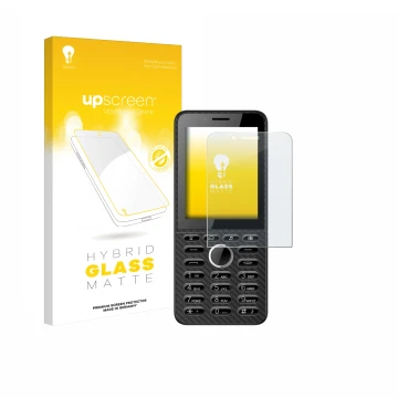 Face avant d’un emballage produit avec le logo de la marque upscreen. À côté, l’appareil Energizer E288S est représenté avec l