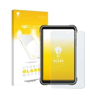 Face avant d’un emballage produit avec le logo de la marque upscreen. À côté, l’appareil Ulefone RugKing Pad Pro est représent