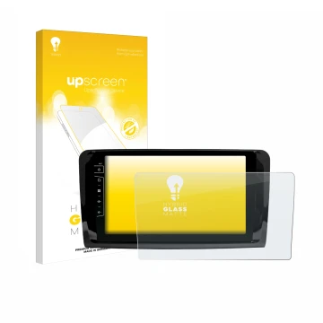 Face avant d’un emballage produit avec le logo de la marque upscreen. À côté, l’appareil Dynavin D9-DF432 9