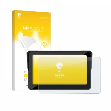 Face avant d’un emballage produit avec le logo de la marque upscreen. À côté, l’appareil Carpuride W702 Plus 7