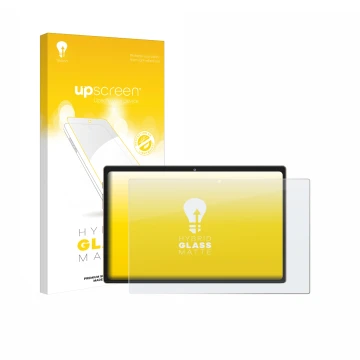 Face avant d’un emballage produit avec le logo de la marque upscreen. À côté, l’appareil Dghrti TAB30 10.1