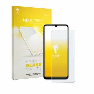 Face avant d’un emballage produit avec le logo de la marque upscreen. À côté, l’appareil Vivo Y11 2026 est représenté avec la 