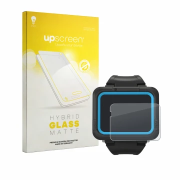 Face avant d’un emballage produit avec le logo de la marque upscreen. À côté, l’appareil Shearwater PEREGRINE dive computer es