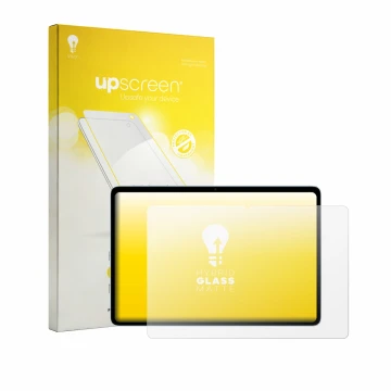 Face avant d’un emballage produit avec le logo de la marque upscreen. À côté, l’appareil Teclast P35 est représenté avec la pr