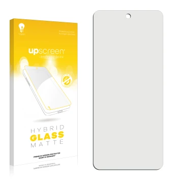 Face avant d’un emballage produit avec le logo de la marque upscreen. À côté se trouve la protection d’écran correspondante.