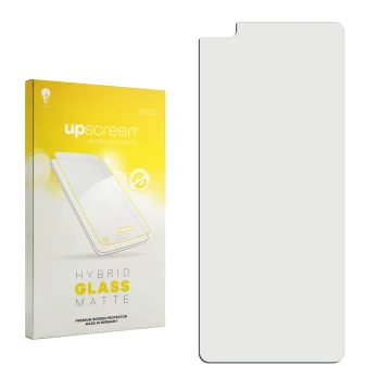 Face avant d’un emballage produit avec le logo de la marque upscreen. À côté se trouve la protection d’écran correspondante.