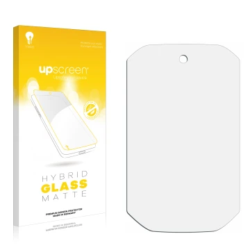 Face avant d’un emballage produit avec le logo de la marque upscreen. À côté se trouve la protection d’écran correspondante.