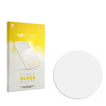 Face avant d’un emballage produit avec le logo de la marque upscreen. À côté se trouve la protection d’écran correspondante.