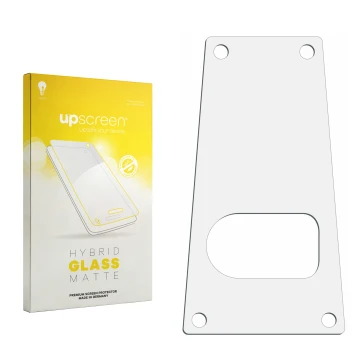 Face avant d’un emballage produit avec le logo de la marque upscreen. À côté se trouve la protection d’écran correspondante.