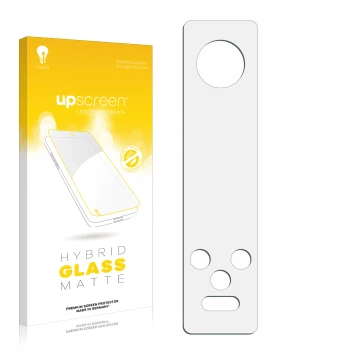 Face avant d’un emballage produit avec le logo de la marque upscreen. À côté se trouve la protection d’écran correspondante.