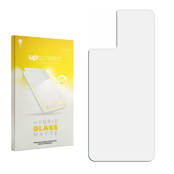 Face avant d’un emballage produit avec le logo de la marque upscreen. À côté se trouve la protection d’écran correspondante.