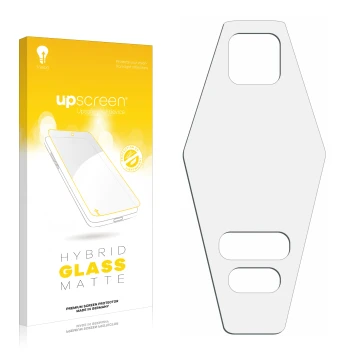 Face avant d’un emballage produit avec le logo de la marque upscreen. À côté se trouve la protection d’écran correspondante.