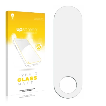 Face avant d’un emballage produit avec le logo de la marque upscreen. À côté se trouve la protection d’écran correspondante.