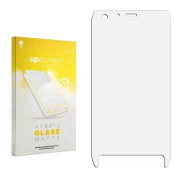 Face avant d’un emballage produit avec le logo de la marque upscreen. À côté se trouve la protection d’écran correspondante.