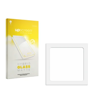 Face avant d’un emballage produit avec le logo de la marque upscreen. À côté se trouve la protection d’écran correspondante.