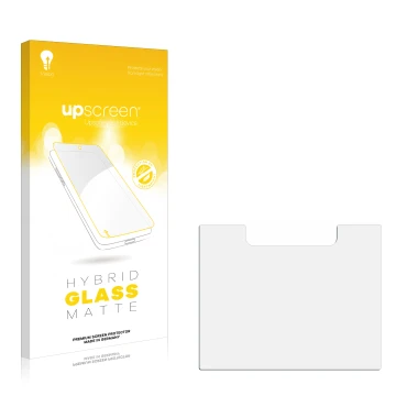 Face avant d’un emballage produit avec le logo de la marque upscreen. À côté se trouve la protection d’écran correspondante.