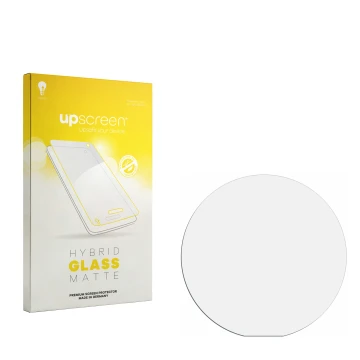 Face avant d’un emballage produit avec le logo de la marque upscreen. À côté se trouve la protection d’écran correspondante.