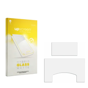 Face avant d’un emballage produit avec le logo de la marque upscreen. À côté se trouve la protection d’écran correspondante.