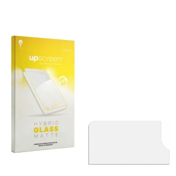 Face avant d’un emballage produit avec le logo de la marque upscreen. À côté se trouve la protection d’écran correspondante.