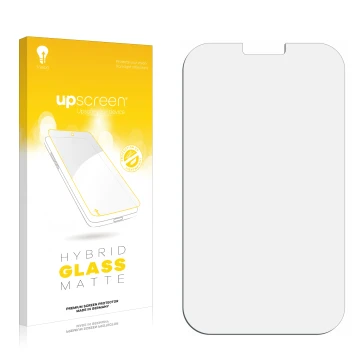 Face avant d’un emballage produit avec le logo de la marque upscreen. À côté se trouve la protection d’écran correspondante.