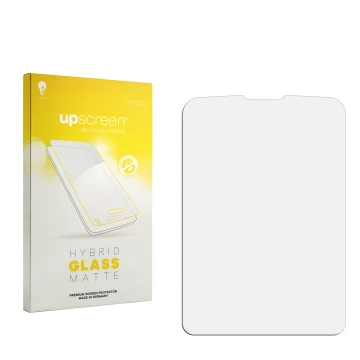 Face avant d’un emballage produit avec le logo de la marque upscreen. À côté se trouve la protection d’écran correspondante.